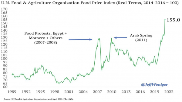 UN Food & Agriculture Organization Food Price Index (Real Terms, 2014-2016-100)